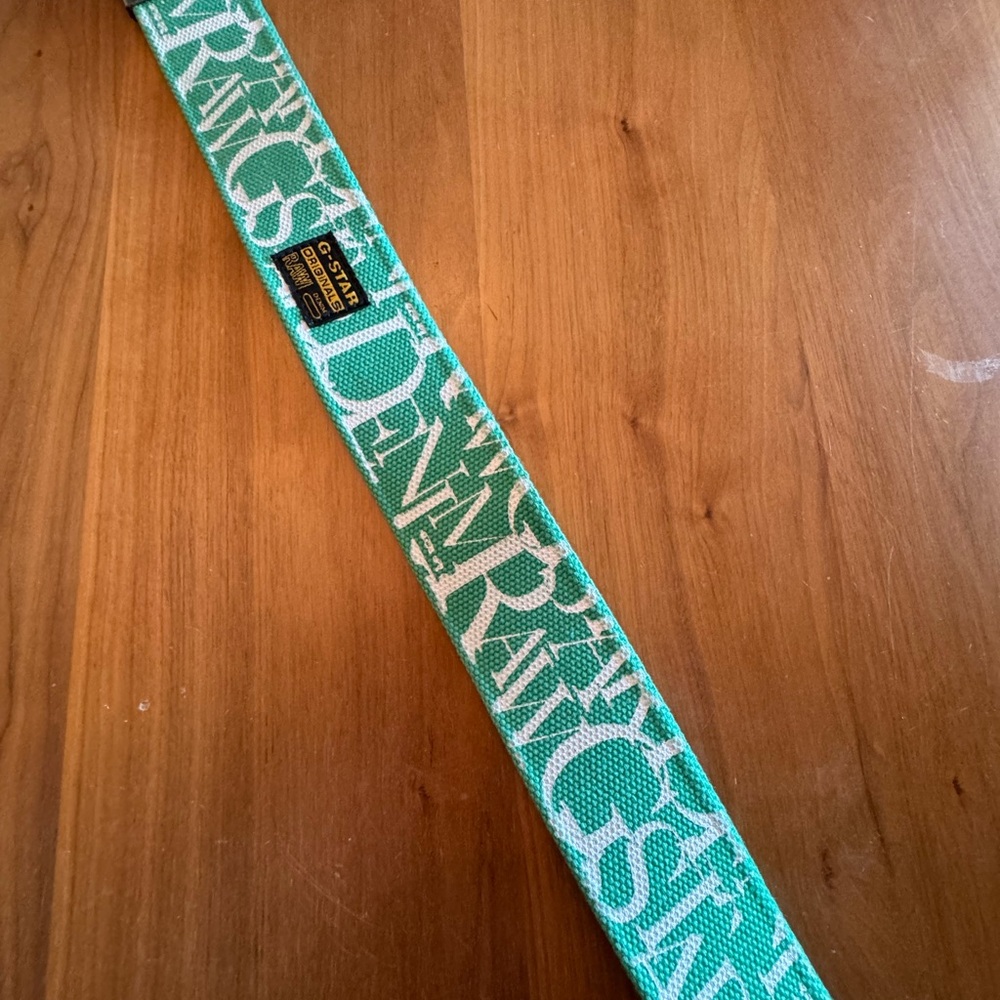 G STAR RAW DENIM BELT M/L TEAL WIDE BRAND NEW - Picture 5 of 7
